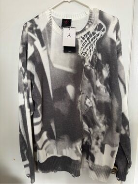 Air Jordan AOP Knitted Sweater HQ1635-133 White/Grey (Men’s Large) L